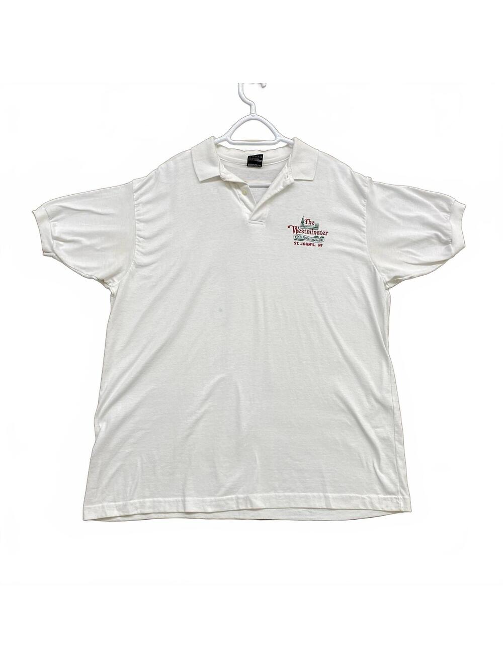 VTG 90's The Westminster White Polo Shirt with Embroidered Logo FOTL Best XL